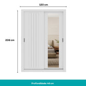 Guarda Roupa Solteiro 2 Portas Darvi c/ Espelho Direito Carraro Branco
