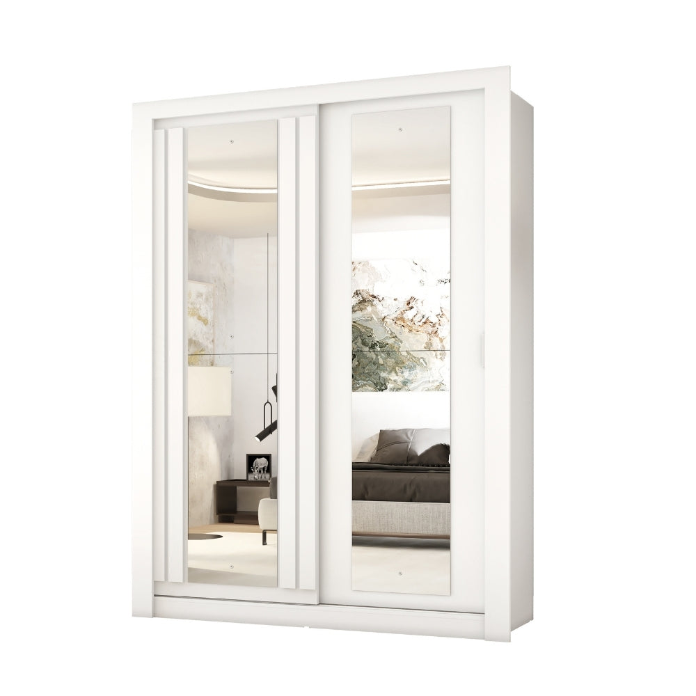 Guarda Roupa Solteiro 2 Portas Darvi c/ 2 Espelhos Carraro Branco