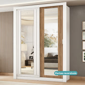Guarda Roupa Solteiro 2 Portas Darvi c/ 2 Espelhos Carraro Branco
