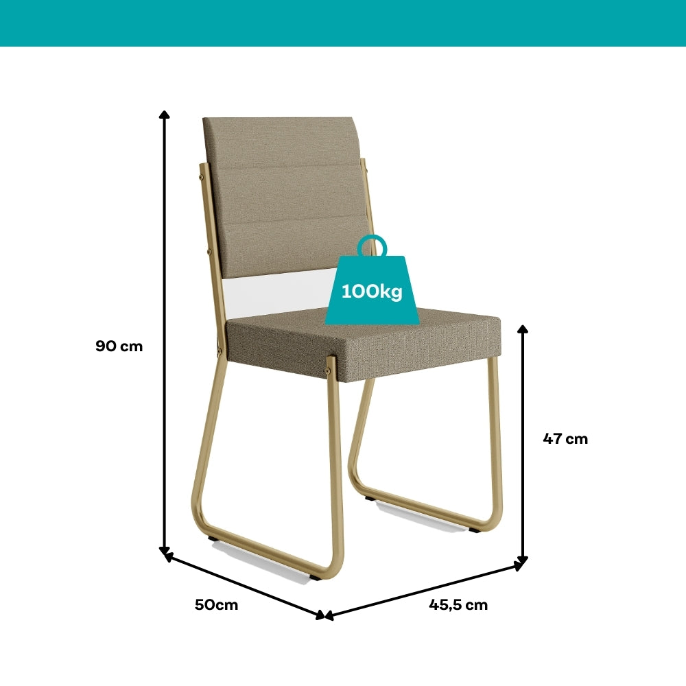 Conjunto Sala de Jantar 4 Cadeiras Charlotte Carraro Carvalho Dourado