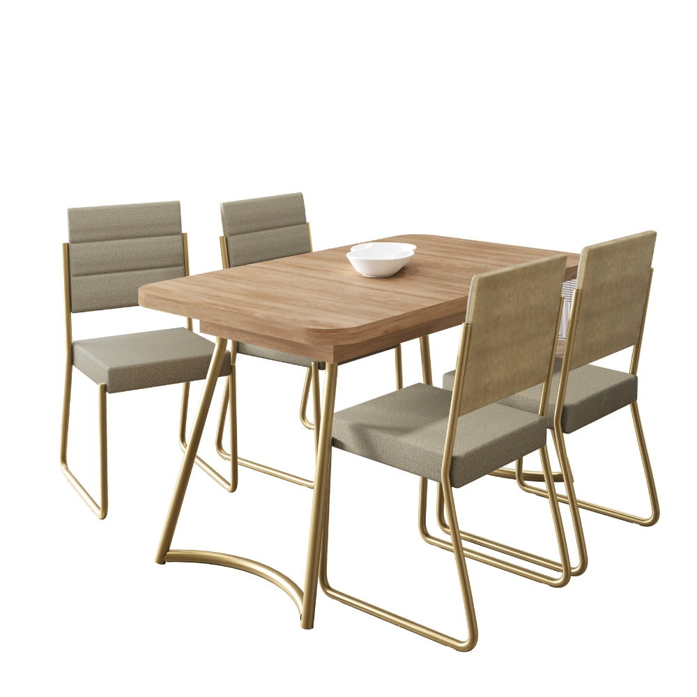 Conjunto Sala de Jantar 4 Cadeiras Hilli Carraro Carvalho Dourado