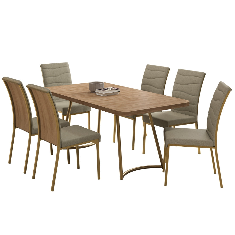 Conjunto Sala de Jantar 6 Cadeiras York Carraro Carvalho Dourado