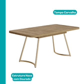 Conjunto Sala de Jantar 6 Cadeiras York Carraro Carvalho Dourado