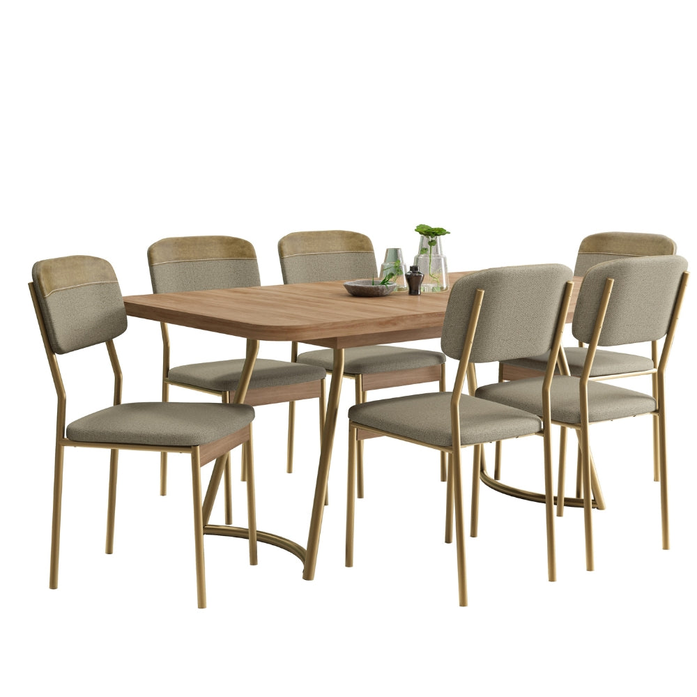 Conjunto Sala de Jantar 6 Cadeiras Cannes Carraro Carvalho Dourado