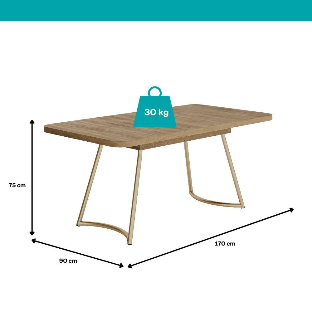 Conjunto Sala de Jantar 6 Cadeiras Cannes Carraro Carvalho Dourado