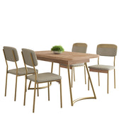 Conjunto Sala de Jantar 4 Cadeiras Marbella Carraro Carvalho Dourado