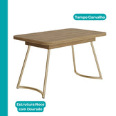 Conjunto Sala de Jantar 4 Cadeiras Marbella Carraro Carvalho Dourado