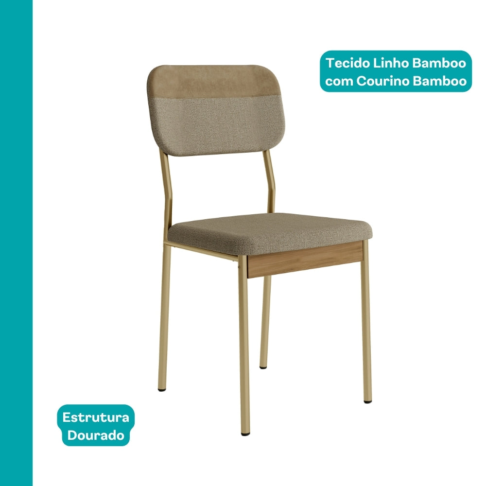 Conjunto Sala de Jantar 4 Cadeiras Marbella Carraro Carvalho Dourado