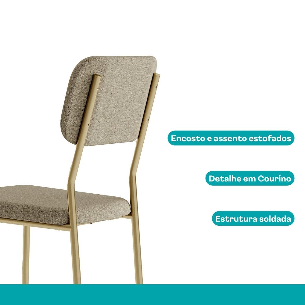 Conjunto Sala de Jantar 4 Cadeiras Marbella Carraro Carvalho Dourado