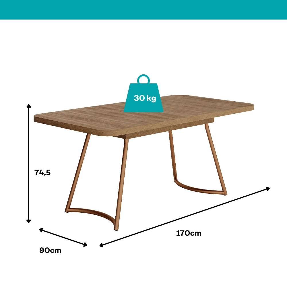 Conjunto Sala de Jantar 6 Cadeiras York Carraro Nogal Rosê