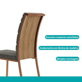 Conjunto Sala de Jantar 6 Cadeiras York Carraro Nogal Rosê