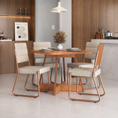 Conjunto Sala de Jantar 4 Cadeiras Charlotte Carraro Nogal Rosê