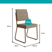 Conjunto Sala de Jantar 4 Cadeiras Charlotte Carraro Nogal Rosê