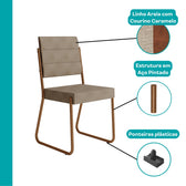 Conjunto Sala de Jantar 4 Cadeiras Charlotte Carraro Nogal Rosê