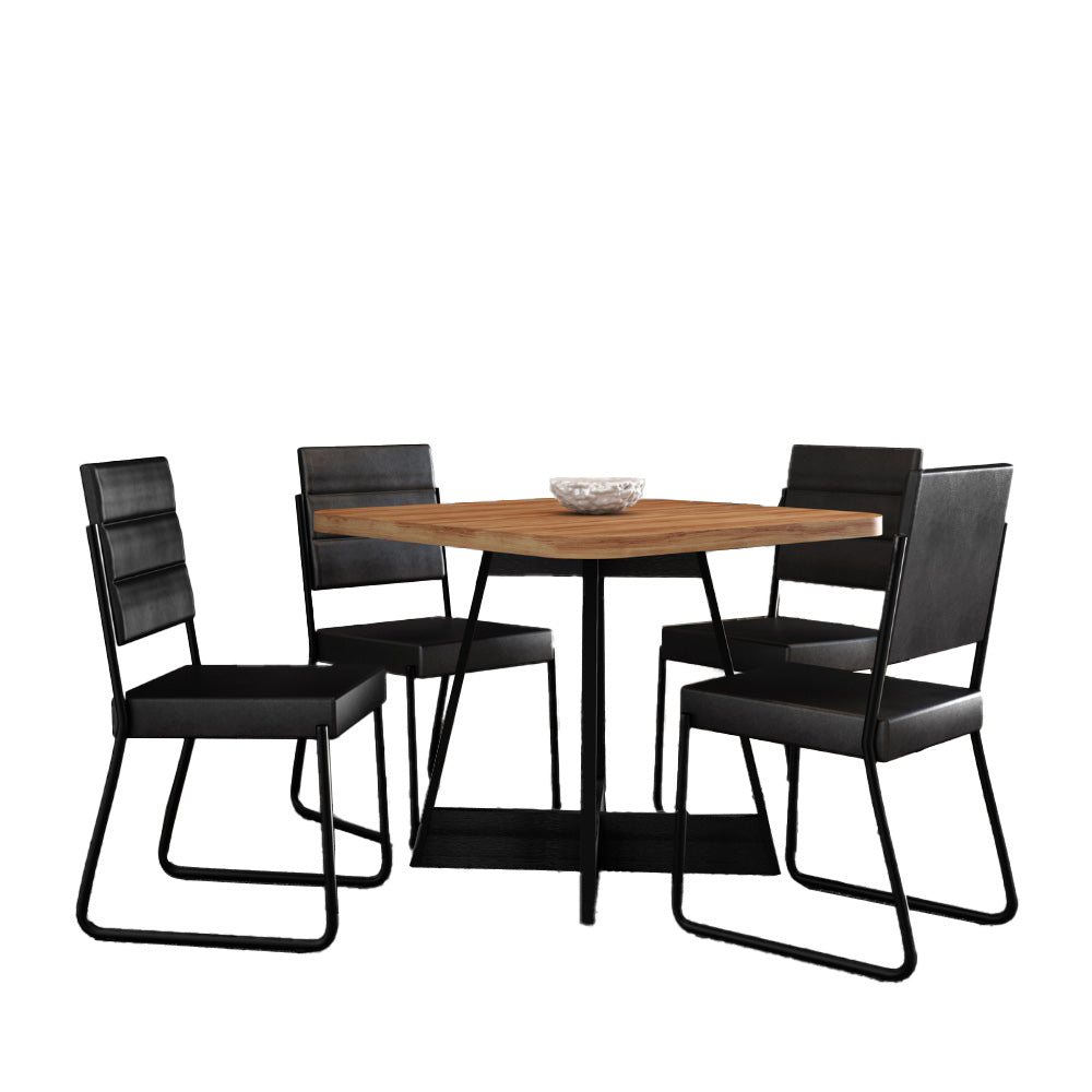 Conjunto Sala de Jantar 4 Cadeiras Charlotte Carraro Nogal Preto