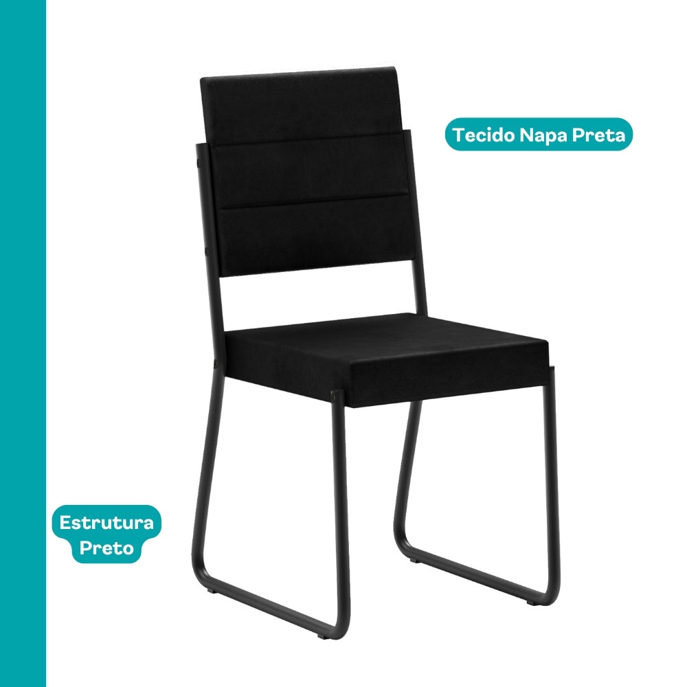 Conjunto Sala de Jantar 4 Cadeiras Charlotte Carraro Nogal Preto