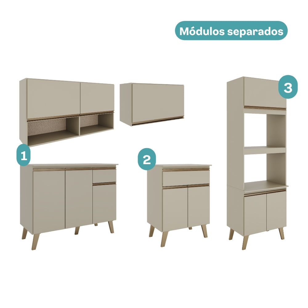 Armário de Cozinha Completa Atlanta Studio Amêndoa
