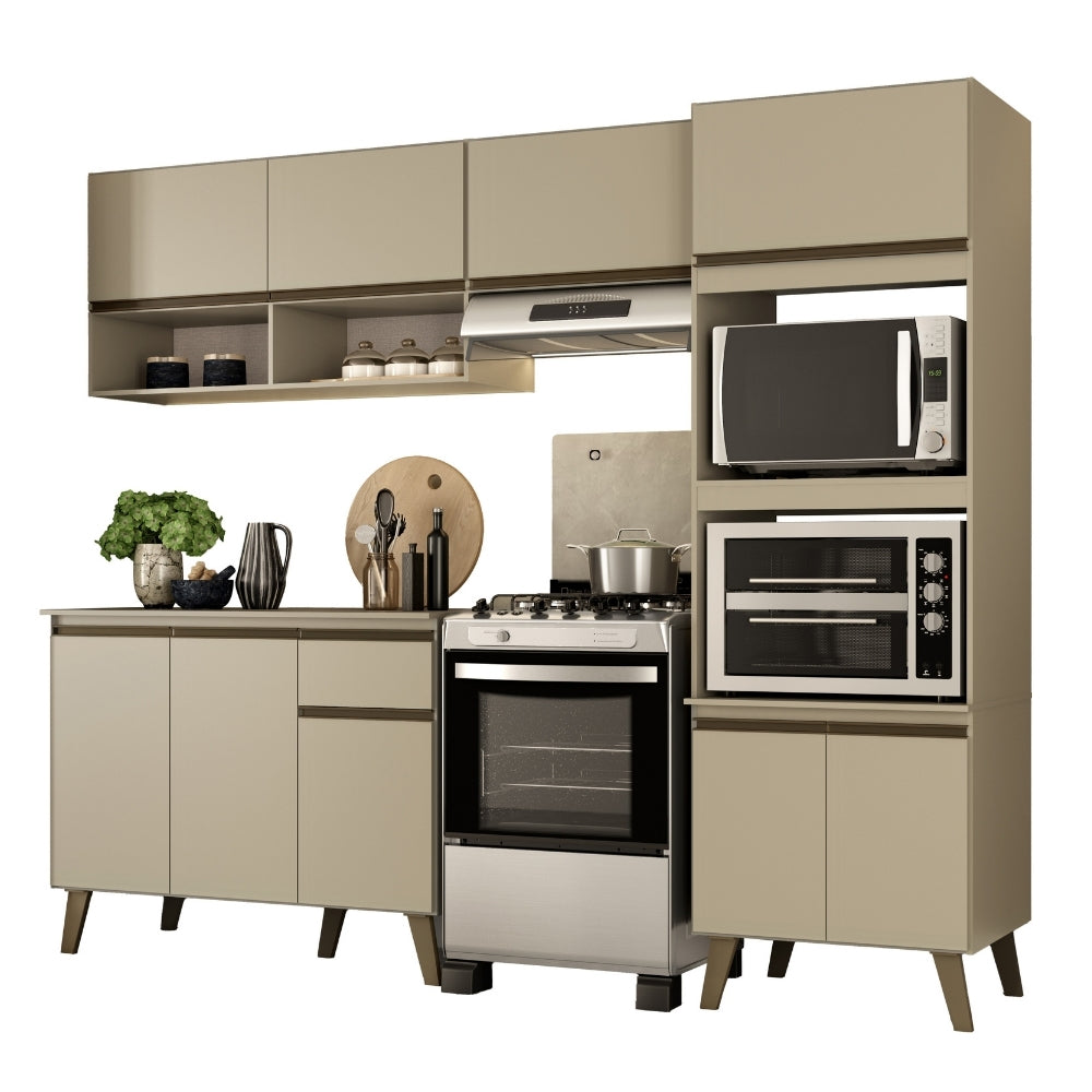 Armário de Cozinha Completa c Balcão Atlanta Essence Carraro Amêndoa