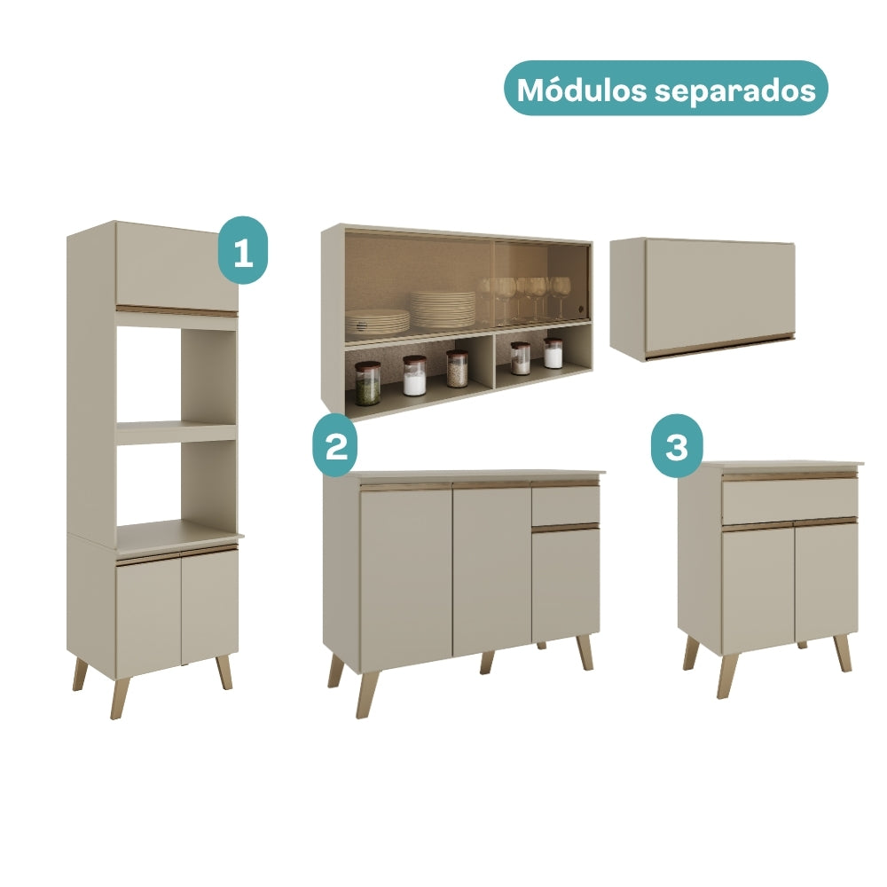 Armário de Cozinha Completa Atlanta Prime Amêndoa - imagem 5
