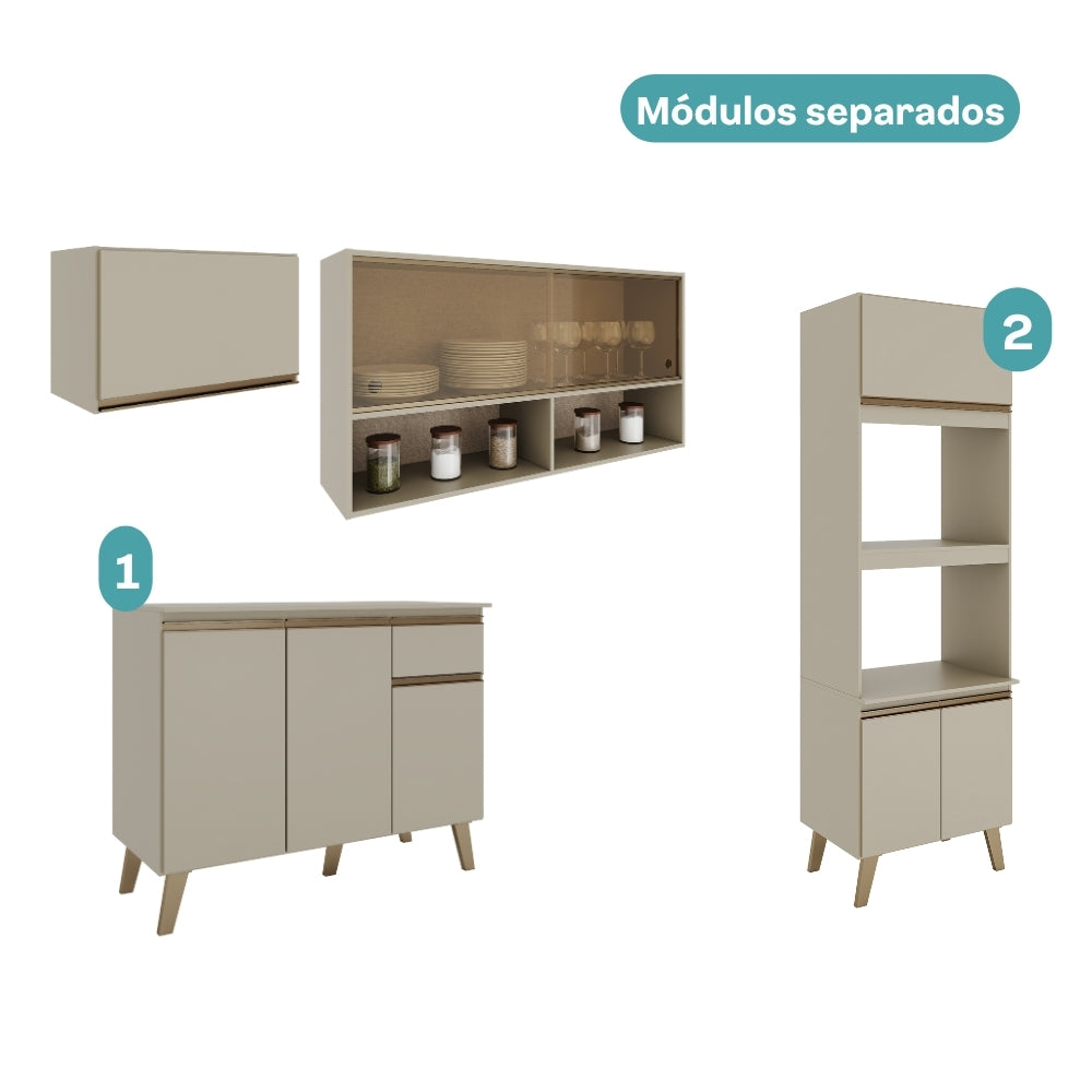 Armário de Cozinha Completa Atlanta Home Amêndoa - imagem 5