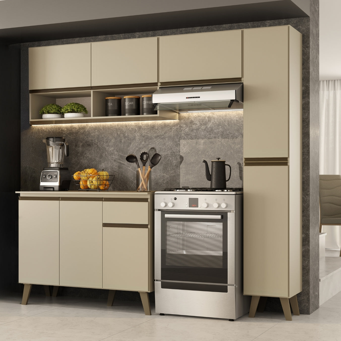 Armário de Cozinha Completa Atlanta Slim Amêndoa - imagem 1