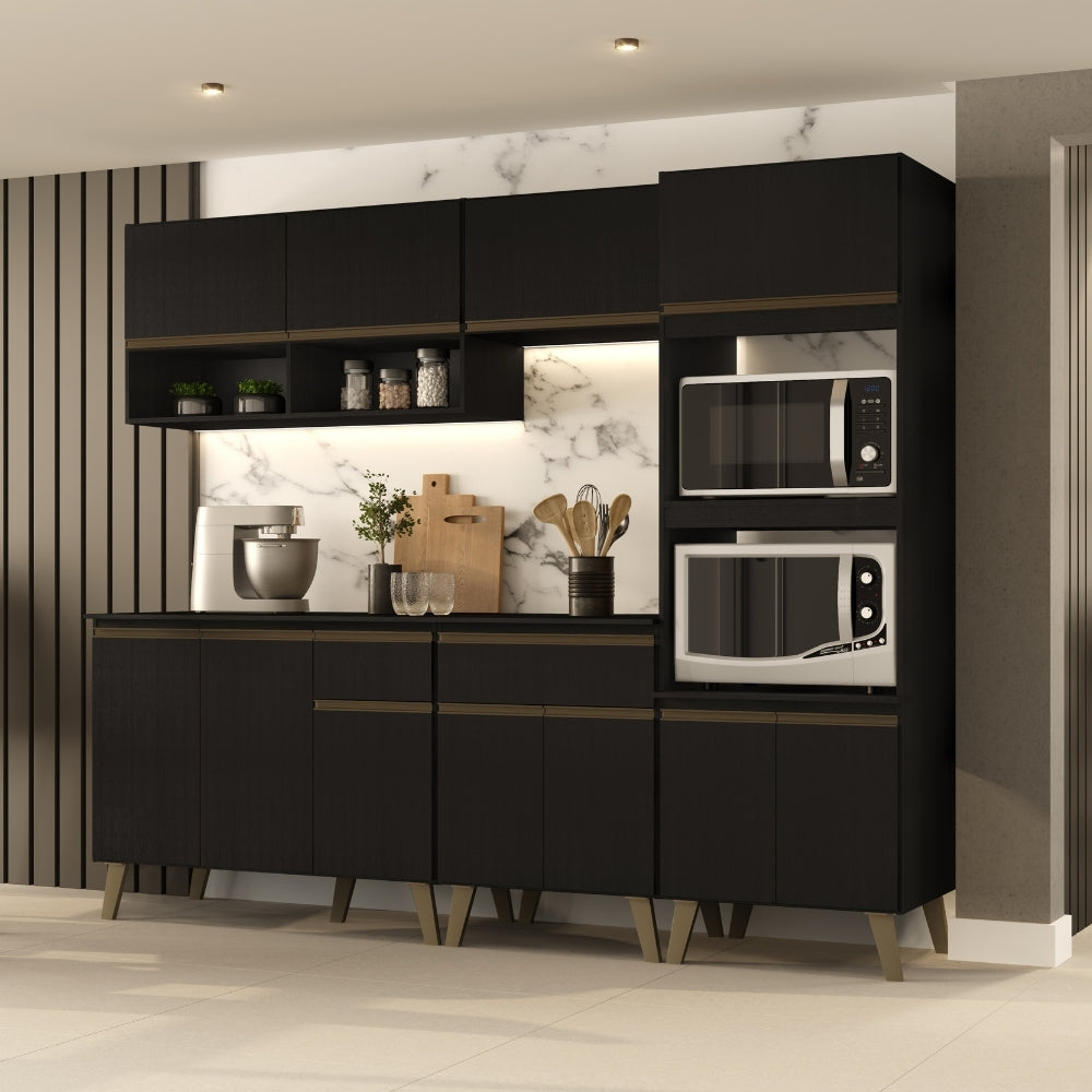 Armário de Cozinha Completa Atlanta Studio Preto Touch - imagem 1