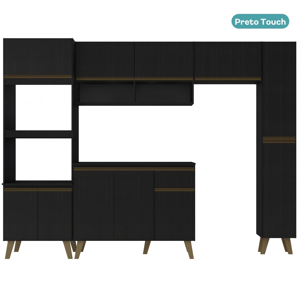 Armário de Cozinha Completa Atlanta Plus Preto Touch - imagem 3