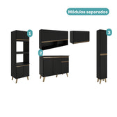 Armário de Cozinha Completa Atlanta Plus Preto Touch - imagem 5