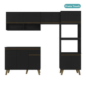 Armário de Cozinha Completa c Balcão Atlanta Essence Carraro Preto Touch - imagem 5
