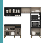 Armário de Cozinha Completa c Balcão Atlanta Essence Carraro Preto Touch - imagem 8