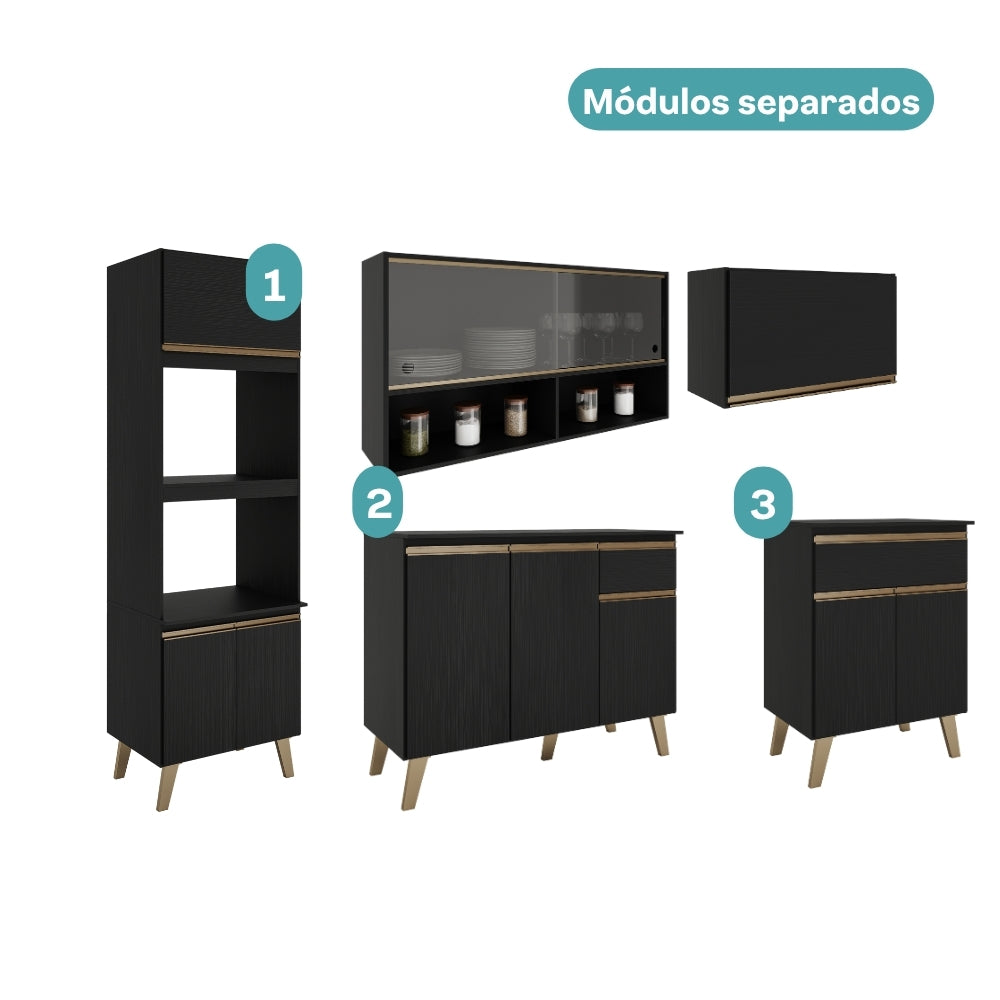 Armário de Cozinha Completa Atlanta Prime Preto Touch - imagem 3