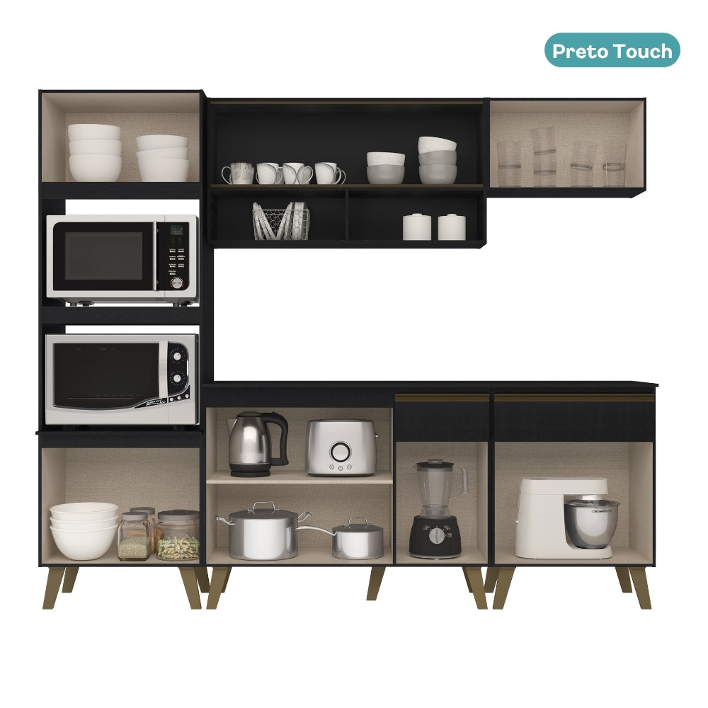 Armário de Cozinha Completa Atlanta Prime Preto Touch - imagem 5