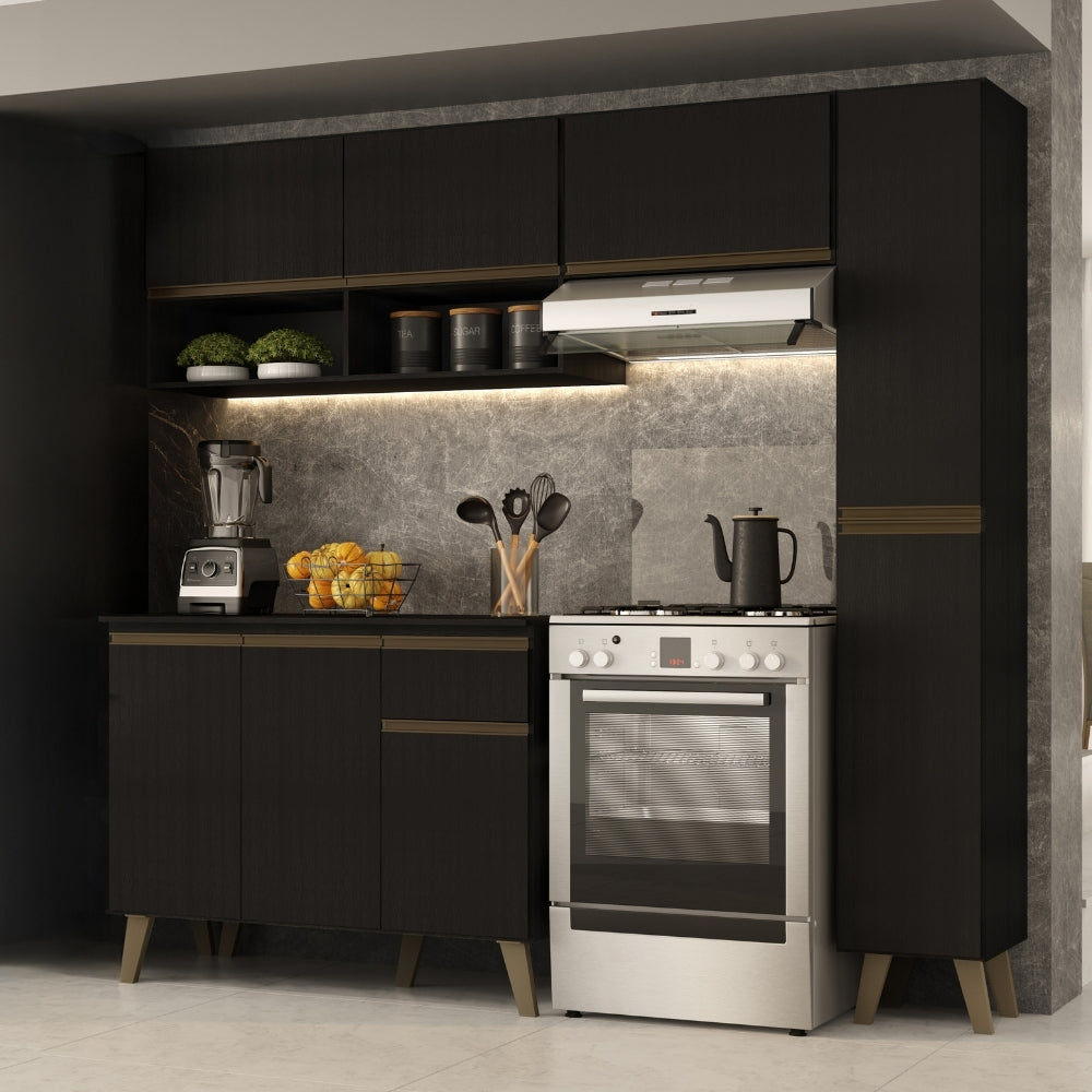 Armário de Cozinha Completa Atlanta Slim Preto Touch - imagem 1