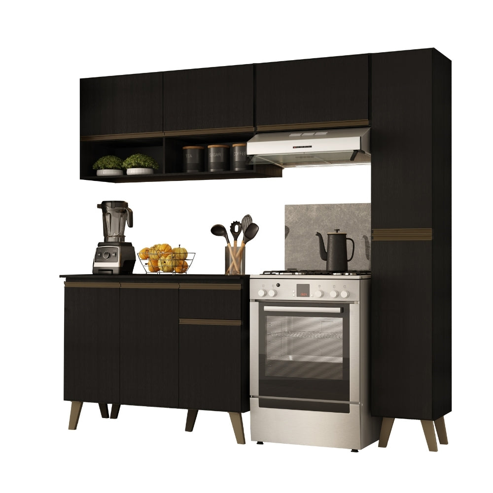 Armário de Cozinha Completa Atlanta Slim Preto Touch - imagem 2