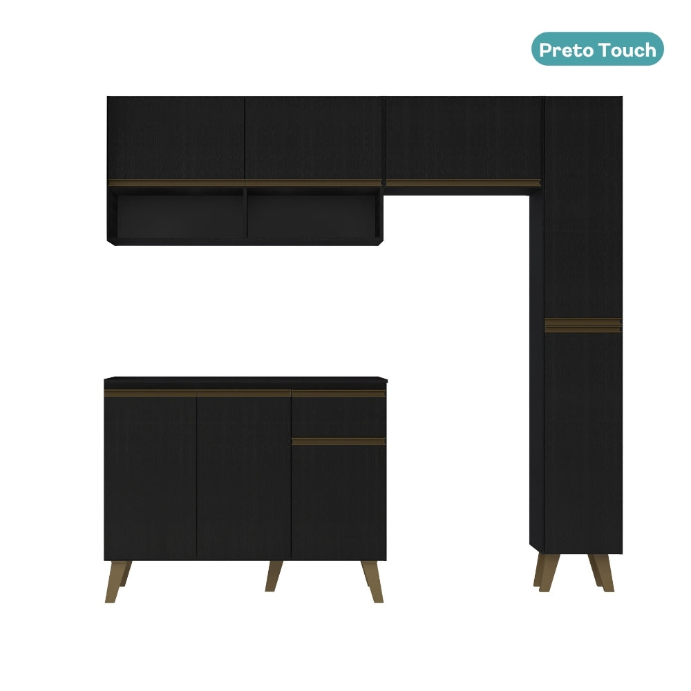 Armário de Cozinha Completa Atlanta Slim Preto Touch - imagem 3