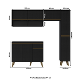 Armário de Cozinha Completa Atlanta Slim Preto Touch - imagem 4