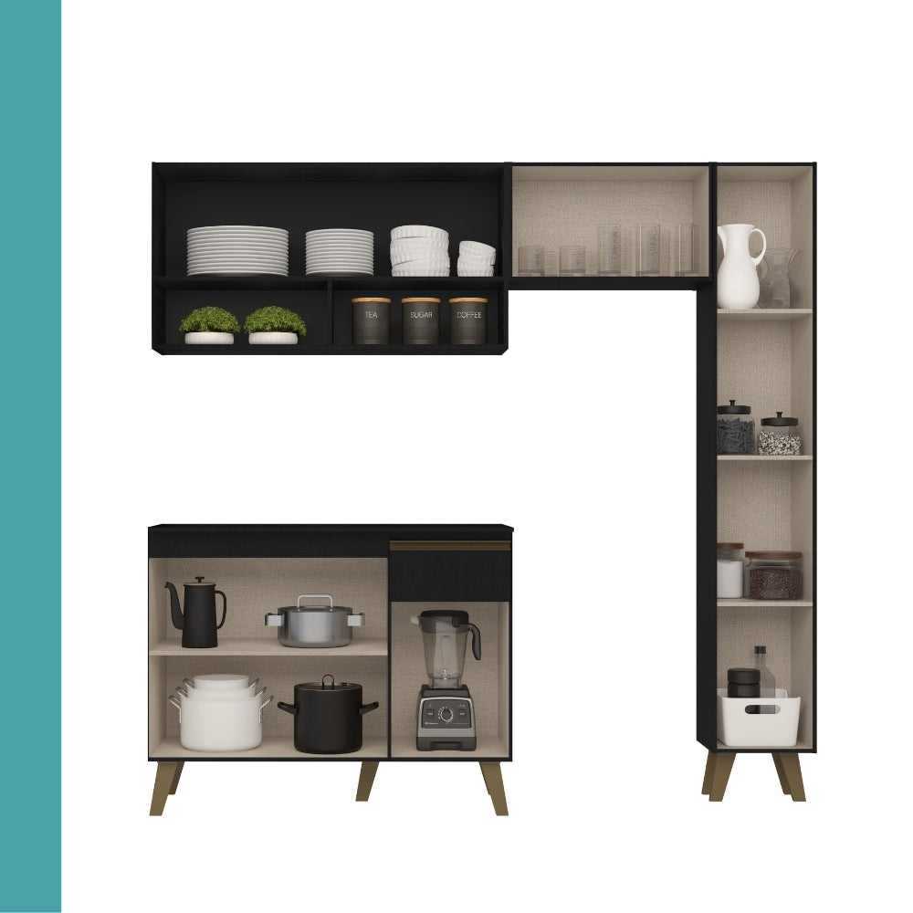 Armário de Cozinha Completa Atlanta Slim Preto Touch - imagem 6