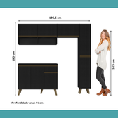 Armário de Cozinha Completa Atlanta Slim Preto Touch - imagem 7