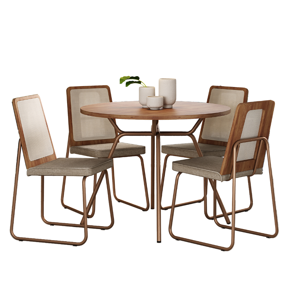 Conjunto Sala de Jantar 4 Cadeiras Domani Rosê Carraro - imagem 2