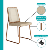 Conjunto Sala de Jantar 4 Cadeiras Domani Rosê Carraro - imagem 7