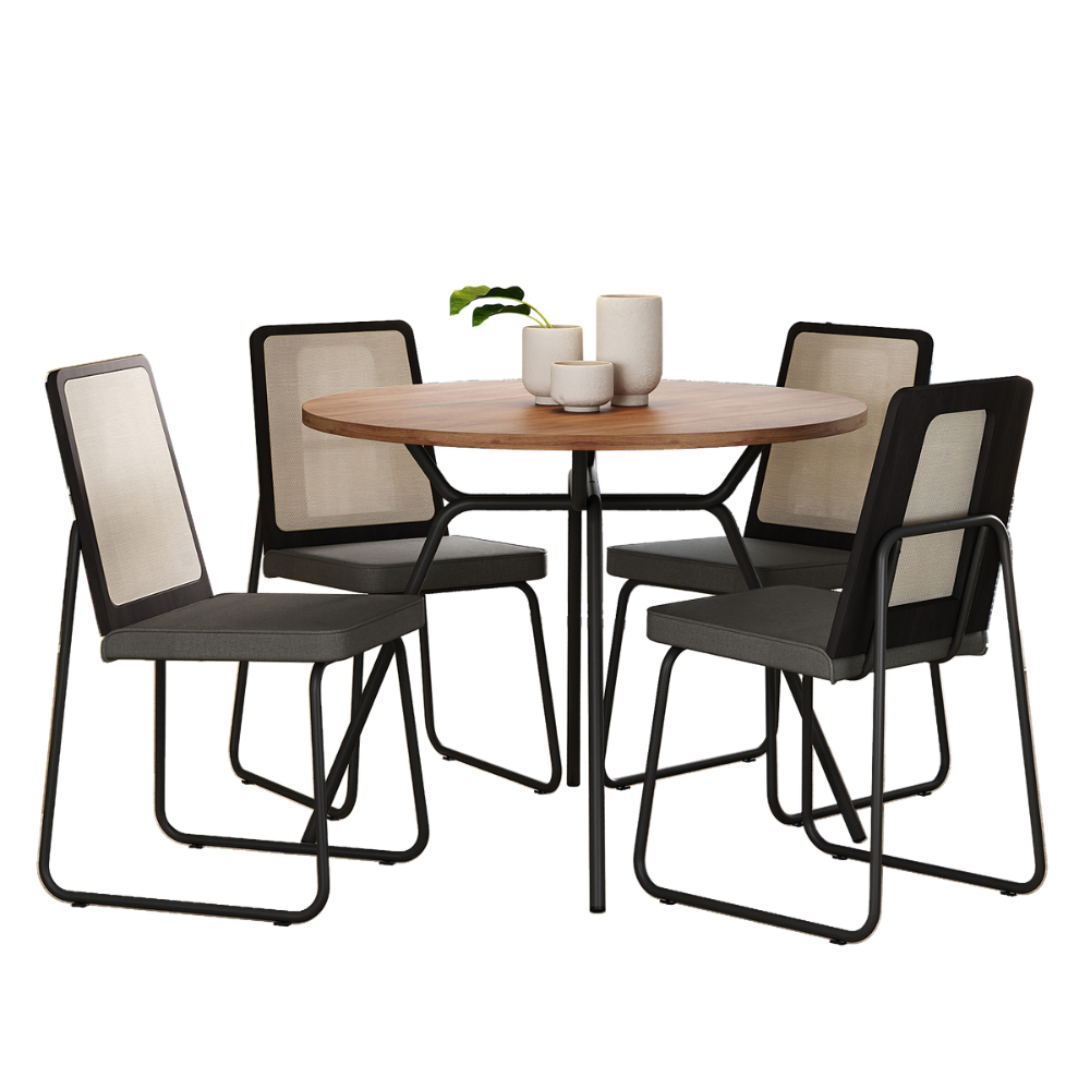Conjunto Sala de Jantar 4 Cadeiras Domani Preto Carraro - imagem 2