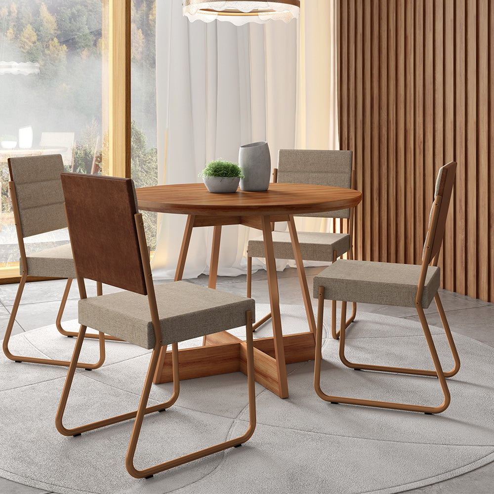 Conjunto Sala de Jantar 4 Cadeiras Malta Carraro Rosê - imagem 1