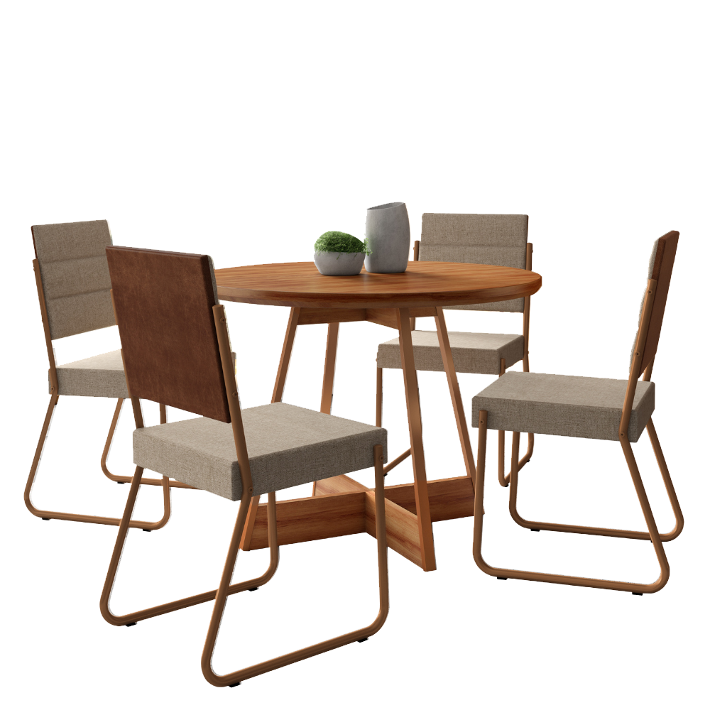 Conjunto Sala de Jantar 4 Cadeiras Malta Carraro Rosê - imagem 2