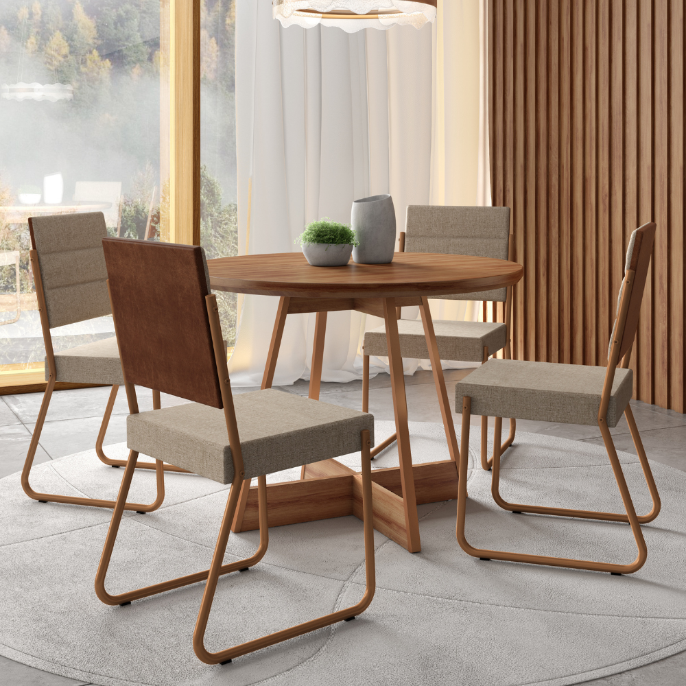 Conjunto Sala de Jantar 4 Cadeiras Malta Carraro Rosê - imagem 10