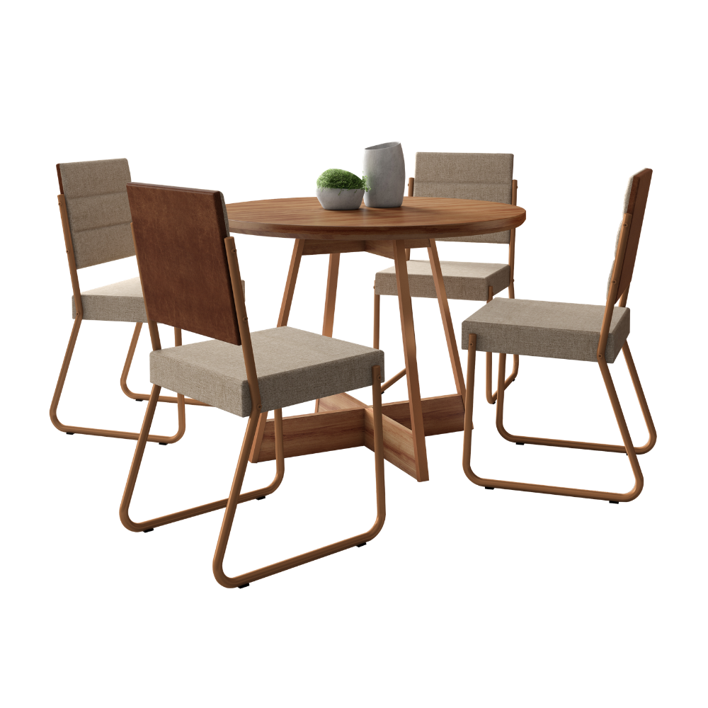 Conjunto Sala de Jantar 4 Cadeiras Malta Carraro Rosê - imagem 11