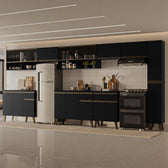 Armário de Cozinha Completa Atlanta Route com Vidro Carraro Preto Touch - imagem 1