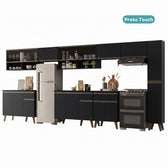 Armário de Cozinha Completa Atlanta Route com Vidro Carraro Preto Touch - imagem 3