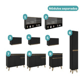 Armário de Cozinha Completa Atlanta Route com Vidro Carraro Preto Touch - imagem 4