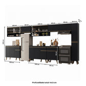 Armário de Cozinha Completa Atlanta Route com Vidro Carraro Preto Touch - imagem 5