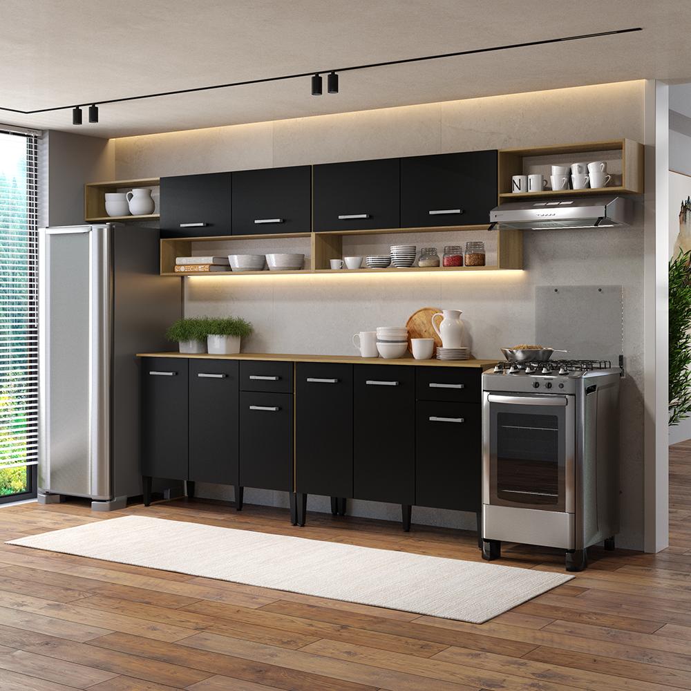 Armário de Cozinha Compacta Arizona Bold Carraro Carvalho com Preto - imagem 1